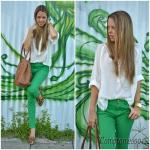 Što nositi sa zelenim hlačama - trenutne slike Kakve hlače nositi sa zelenom bluzom